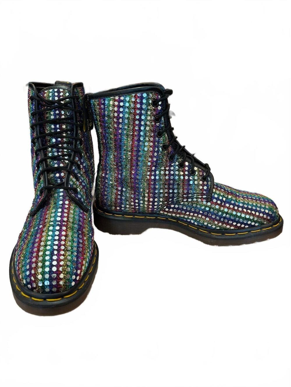 Vintage Dr. Martens Rare MIE Rainbow Sequin 1460 Boots - Picture 9 of 11